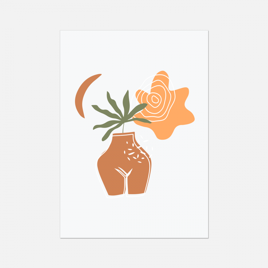 Body Planter Wall Art Print on Light Background