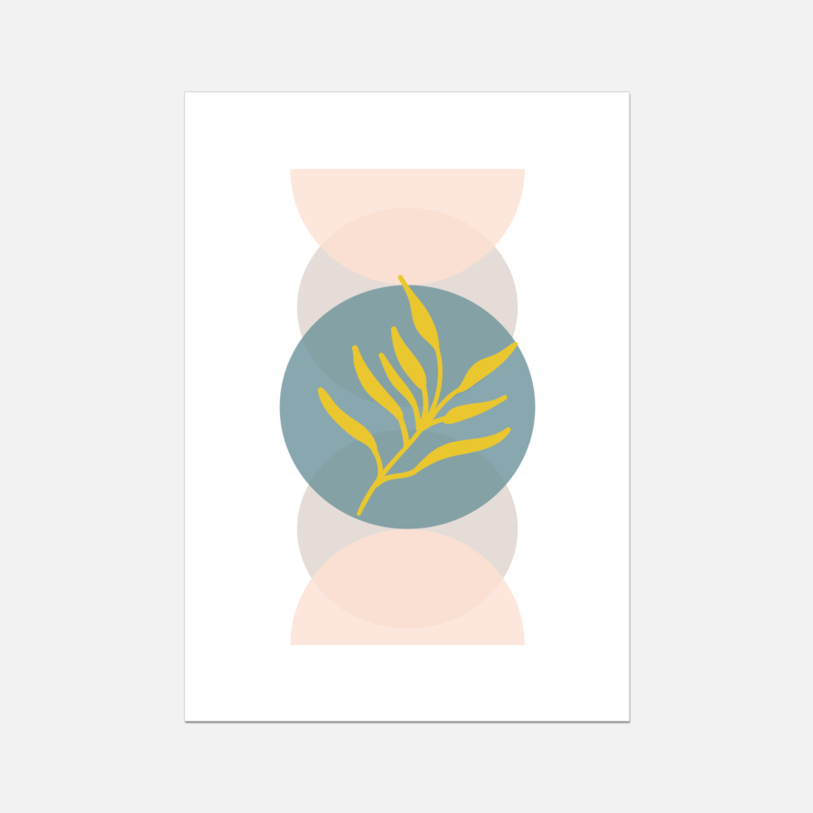 Round Leaf Abstract Garden Vintage Art Print