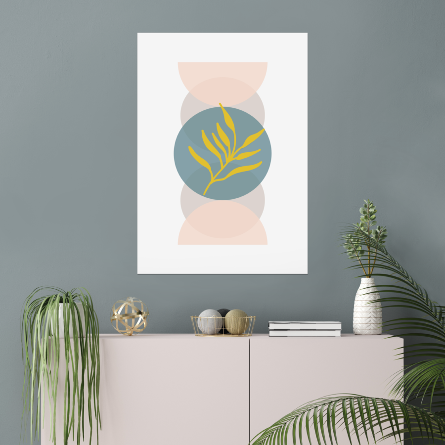 Round Leaf Abstract Garden Vintage Art Print